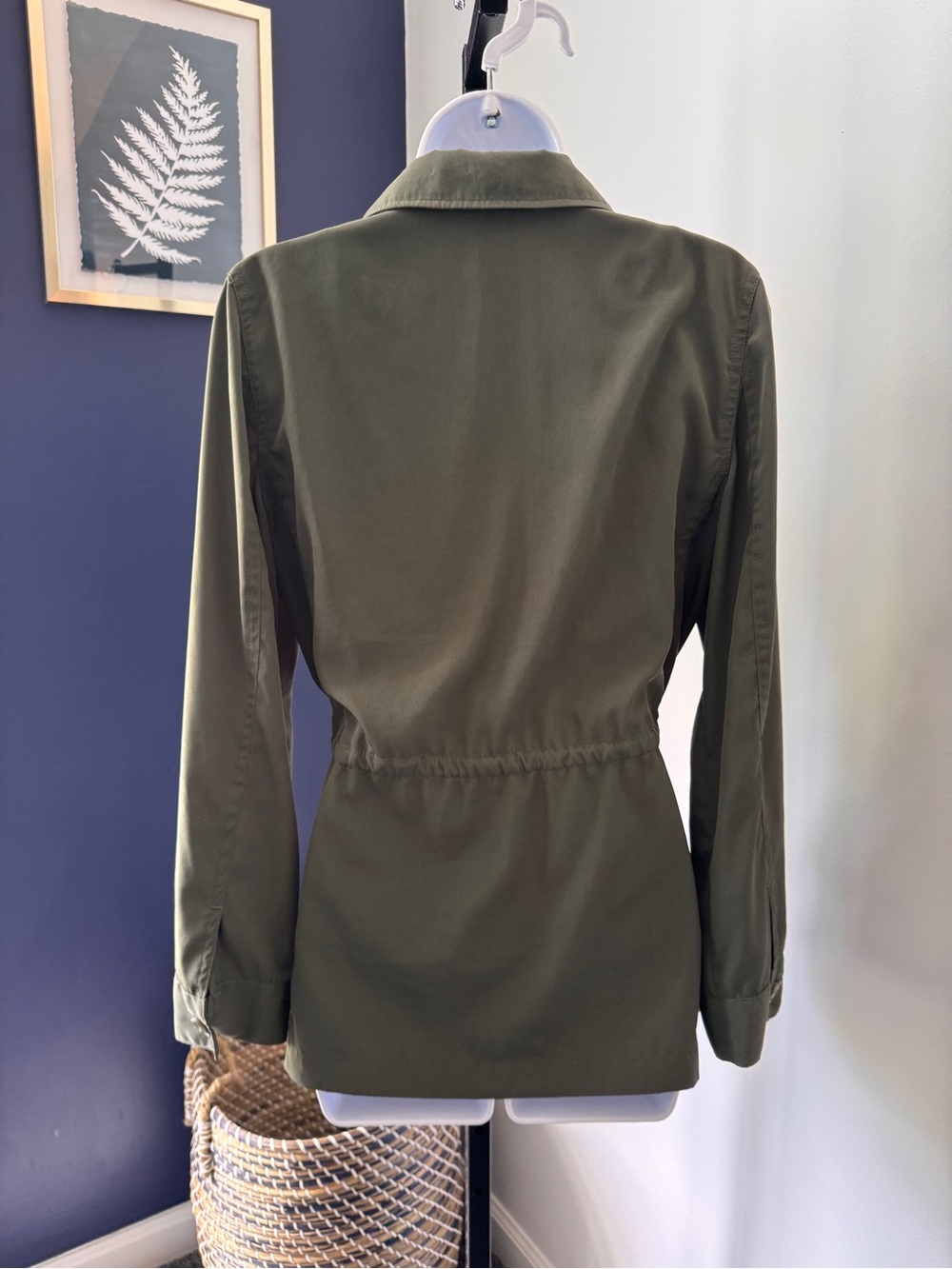 Chico’s olive green army style, draw string waist jacket. Chicos Size 0 (4) - Picture 5 of 13